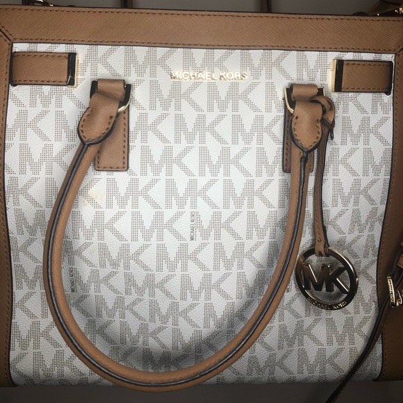 Michael Kors Hamilton cognac brown&cream bag - Picture 2 of 8